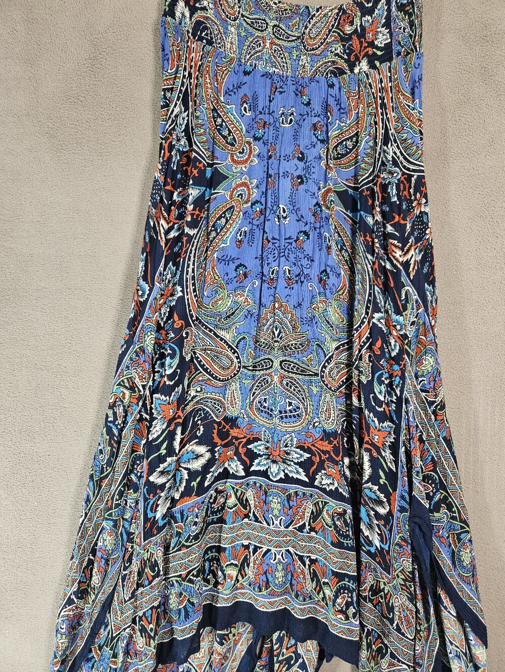 Earthbound Medium paisley handkerchief hem maxi skirt boho Lagenlook Ruched NWT - Picture 10 of 10